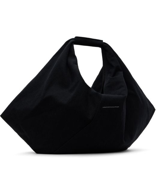 MM6 by Maison Martin Margiela ブラック ソフト コットン ドレープ トートバッグ Black