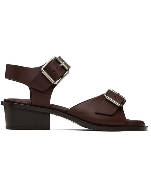 Lemaire Black Brown Square Heeled 35 Sandals