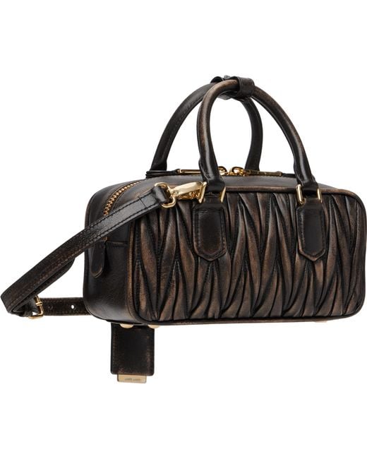 Miu Miu Black Arcadie Matelassé Nappa Leather Bag