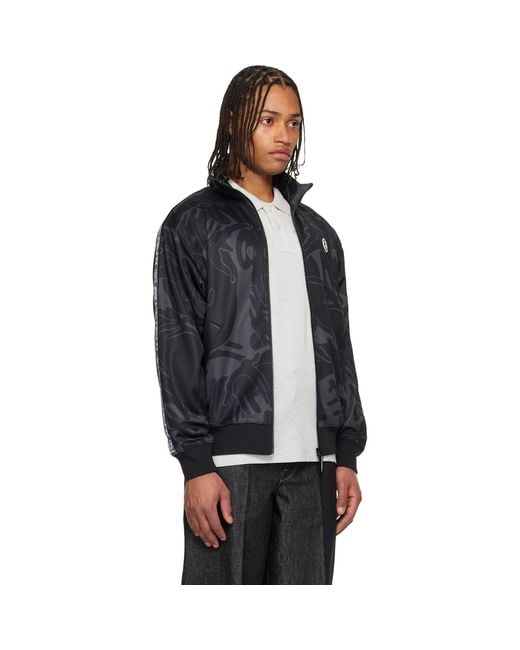 Aape By A Bathing Ape Black 'Aapenow' Moonface Camo Zip-Up Track Jacket for men
