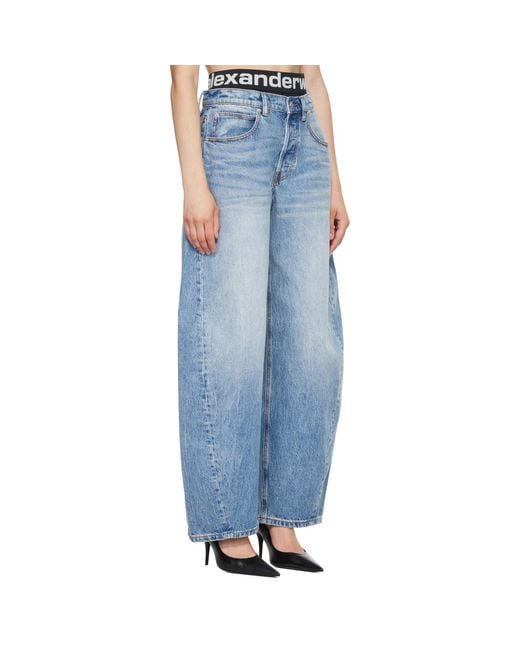 Alexander Wang Blue Blow-Up Logo Waistband Jeans