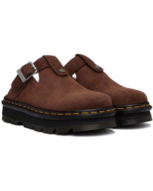 Dr. Martens Black Zebzag Suede Slingback Platform Mules