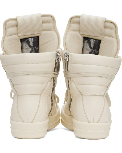 Rick Owens Off- Hollywood Geobasket Sneakers in White for
