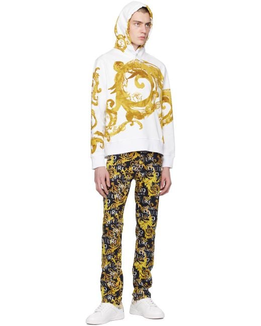 メンズ Versace ホワイト&ゴールド Watercolor Couture フーディ Multicolor