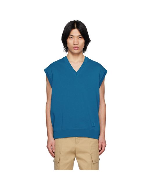 Wooyoungmi Blue V-neck Vest for men