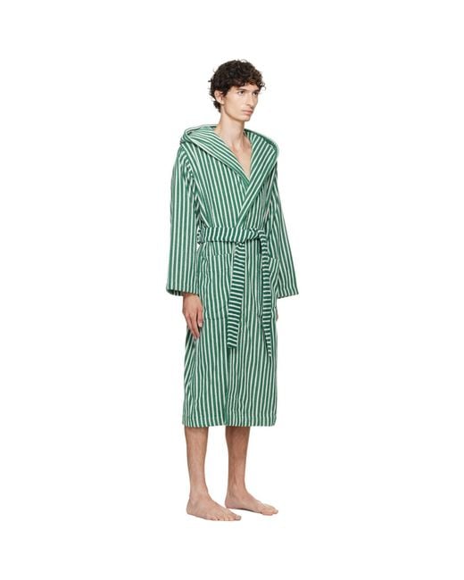 Tekla Green Terry Hooded Bathrobe for men