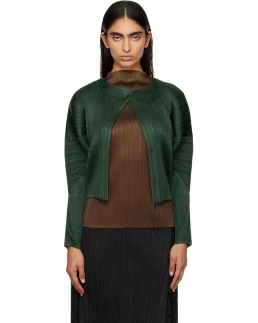 Cardigan Monthly Colors October Vert Pleats Please Issey Miyake en coloris Black