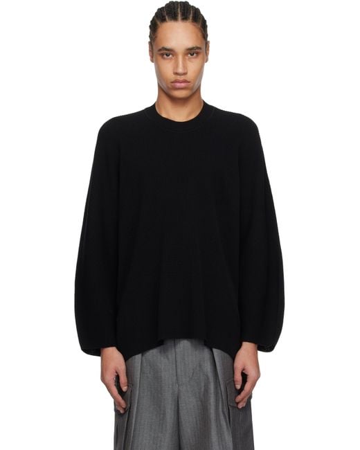Homme Plissé Issey Miyake Men's Black Tight Twist Cotton Knit Sweater
