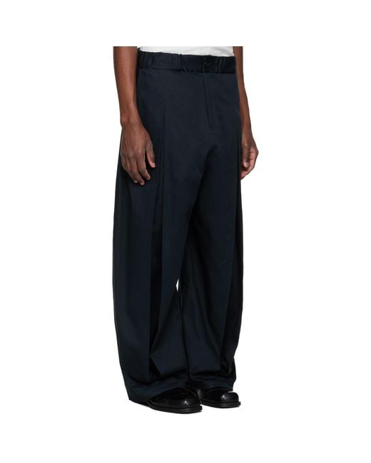 SAGE NATION Black Box Pleat Trousers for men