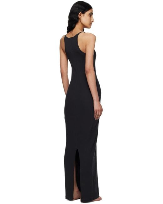 Skims Black Cotton Rib Long Cami Maxi Dress