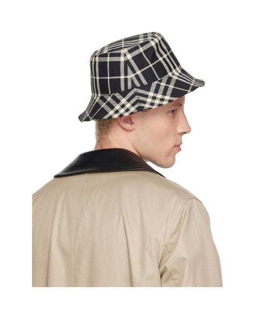 Burberry Green Check Cotton Bucket Hat for men