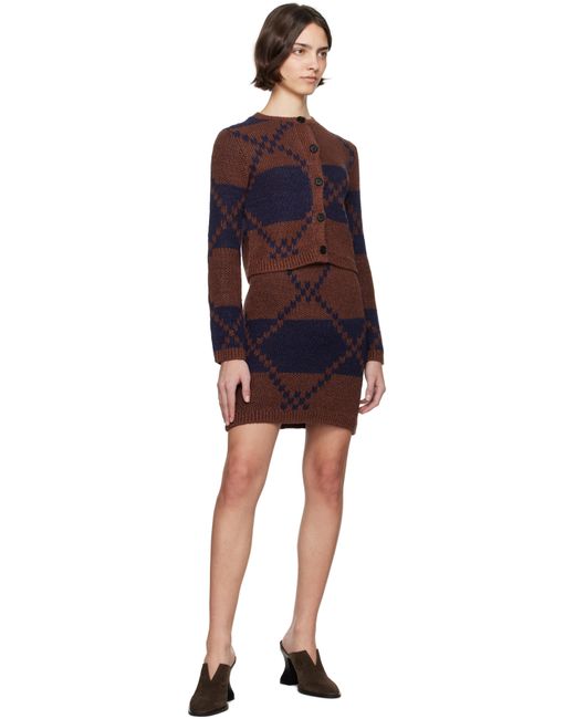 J.W. Anderson ネイビー＆ブラウン Fairisle ミニスカート Black