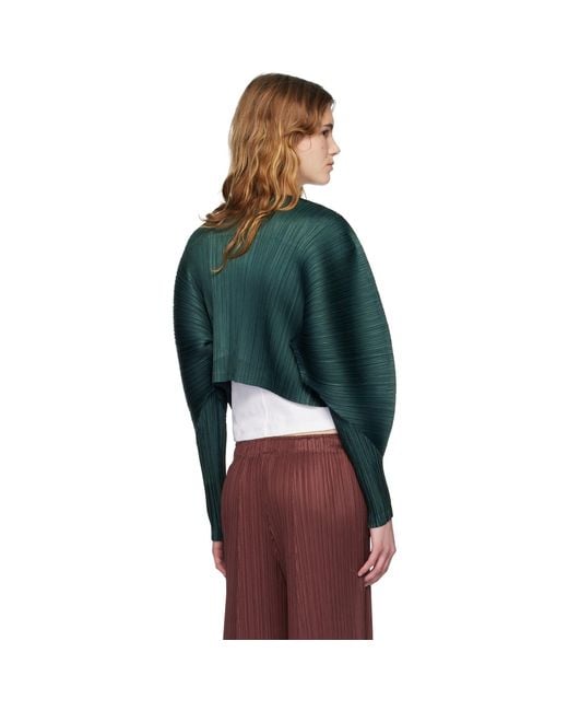 Pleats Please Issey Miyake Green Monthly Colors December Cardigan