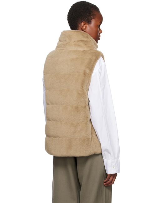 Herno Multicolor Tan Quilted Faux-fur Down Vest