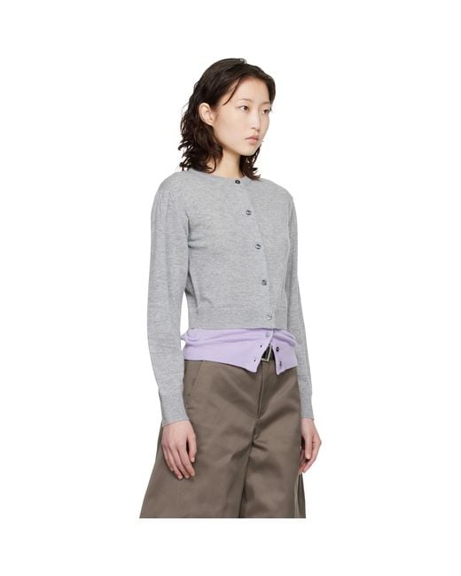 MERYLL ROGGE Gray Crew Neck Double Cardigan