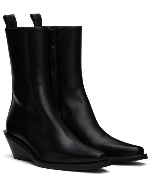 Ann Demeulemeester Black Pointed Leather Wedge Boots
