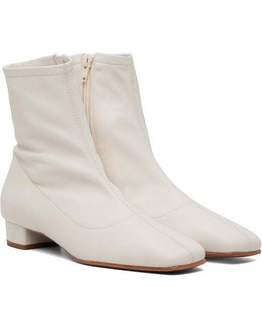 By Far Natural Este Leather Ankle Boots