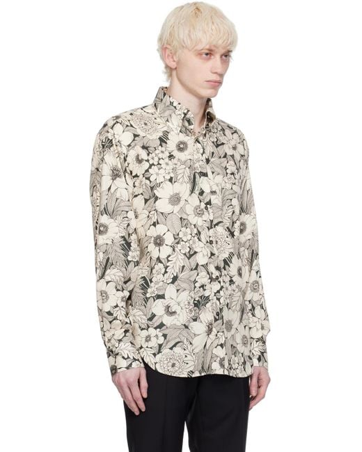 Tom Ford Multicolor Off-white Linear Floral Shirt for men