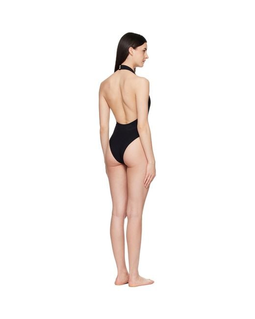 Balmain Black Halter Strap Swimsuit
