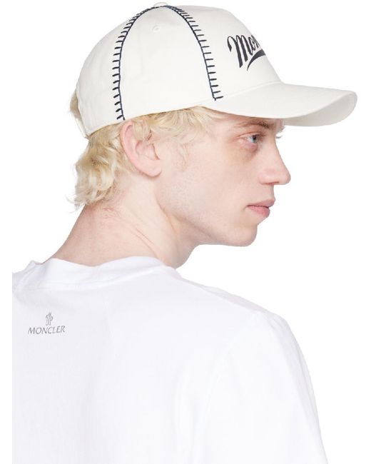 Moncler White Printed Cap for men