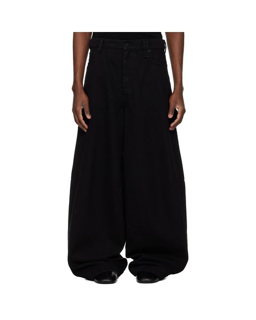 Simone Rocha Black Wide Leg Puddle Bow Loop Jeans for men