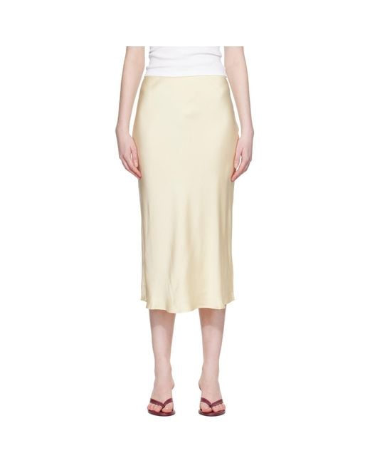 Anine Bing Natural Bar Silk Midi Skirt