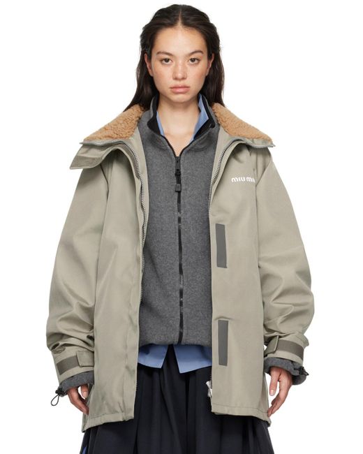Miu Miu Khaki Cordura Blouson Jacket in Grey | Lyst Canada