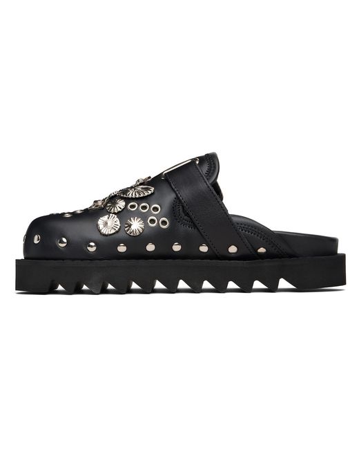Toga Black Eyelet Metal Sabot Loafers