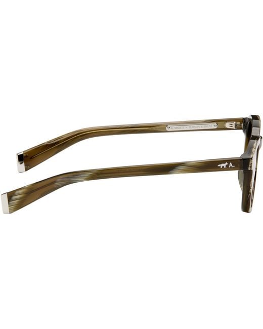 Maison Kitsuné Black Khaki A. Society Edition Camille Sunglasses for men