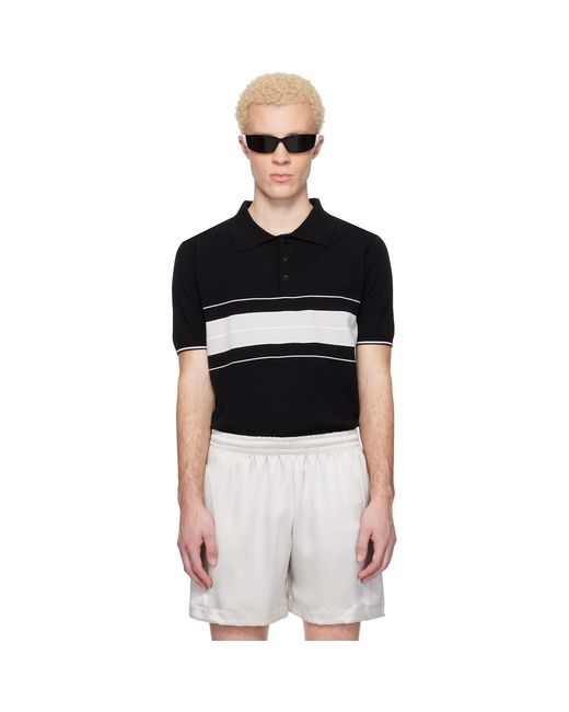 Ernest W. Baker Black Striped Polo for men