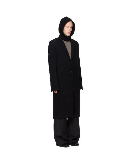 Rick Owens Black Tower Concordian Coat for men