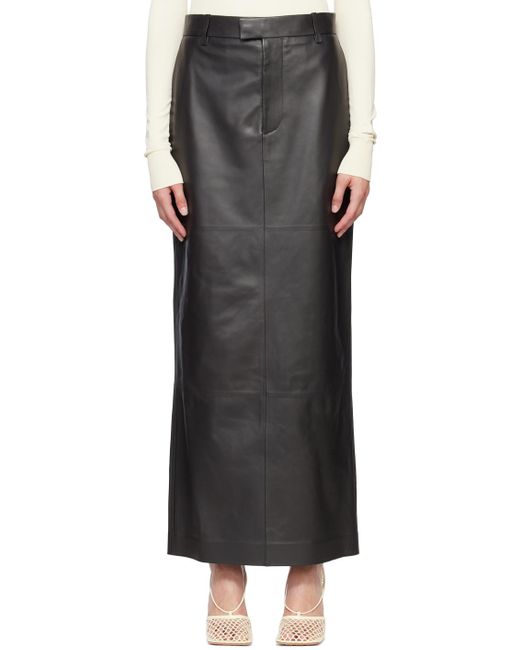 Bottega Veneta Black Leather Maxi Skirt