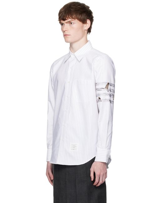 Thom Browne Black Geese 4-Bar Pinstripe Oxford Shirt for men