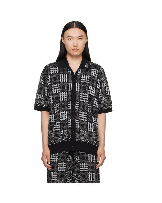 Amiri Black Ma Quad Check Mesh Knit Shirt for men