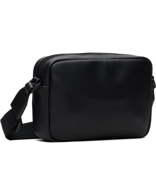 Boss Black Grained Faux-Leather Crossbody Bag for men