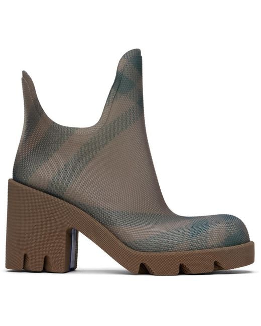 Bottes à talon bottier marsh brunes en caoutchouc Burberry en coloris Brown