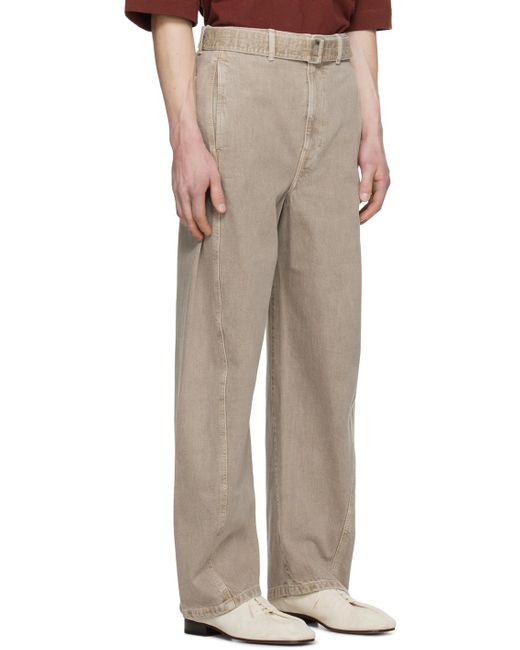 Lemaire Natural Taupe Twisted Belted Jeans for men