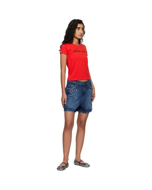 Marc Jacobs Red 'Kiss Me' Shrunken T-Shirt