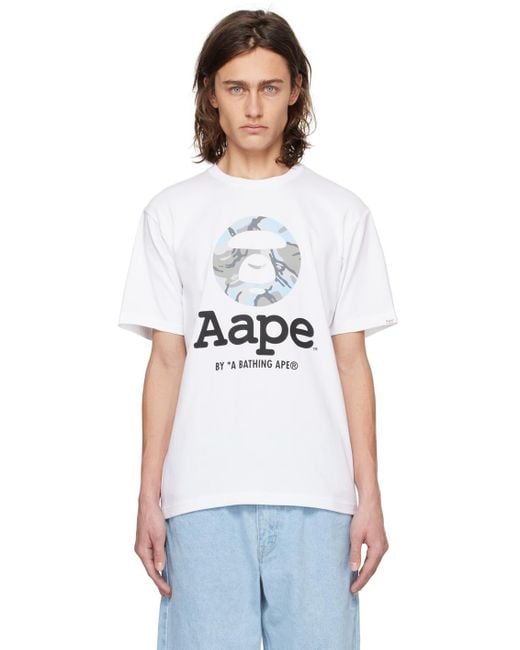 【AAPE by A BATHING APE】Moonface カモ グラフィック Tシャツ Aape By A Bathing Ape Moonface Camo T-shirt in White for Men