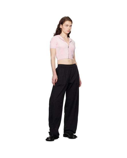 T By Alexander Wang Black Cropped Zip-up Hoodie