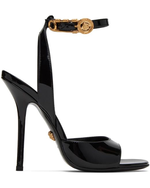 Versace Women's Gold Medusa Logo Low Heeled Shoes Patent Leather Black Sz  41 | eBay
