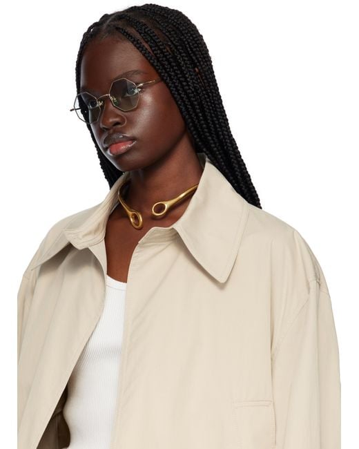 Gucci ゴールド オクタゴナル サングラス Black