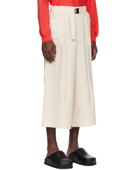 Issey Miyake White Off- Edge Trousers for men