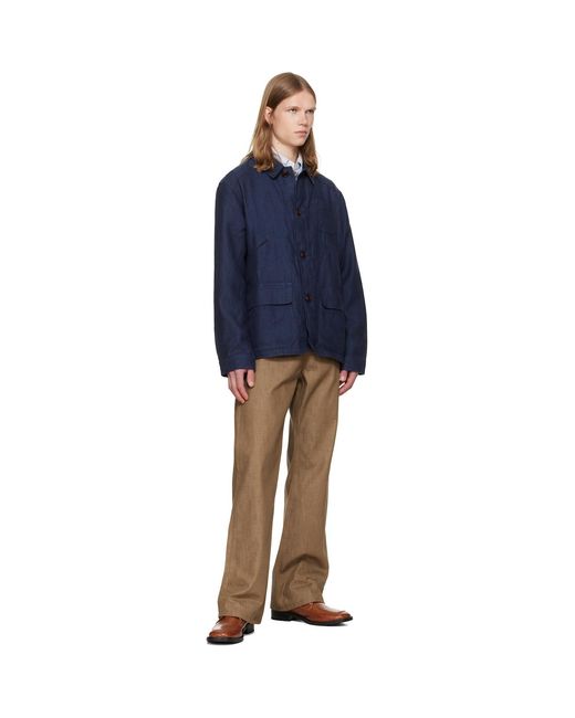 Polo Ralph Lauren Blue Linen Herringbone Utility Jacket for men