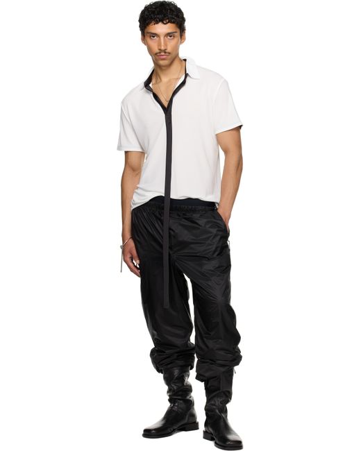 AARON ESH Black Ssense Exclusive Satin Strip Polo for men
