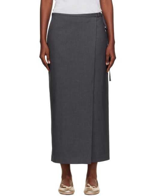 DUNST グレー ラップ マキシスカート Black