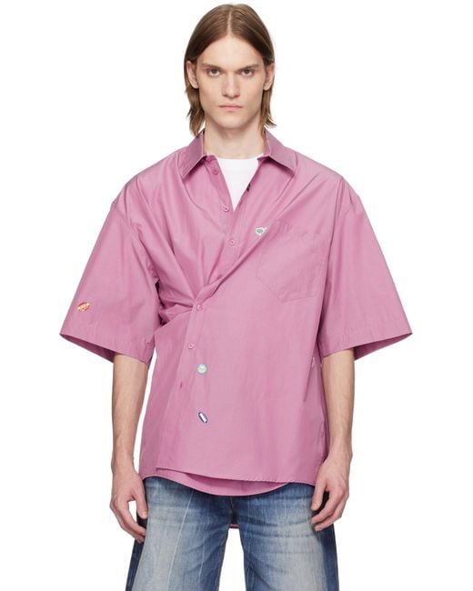 Martine Rose Pink S/S Boxy Wrap Shirt for men