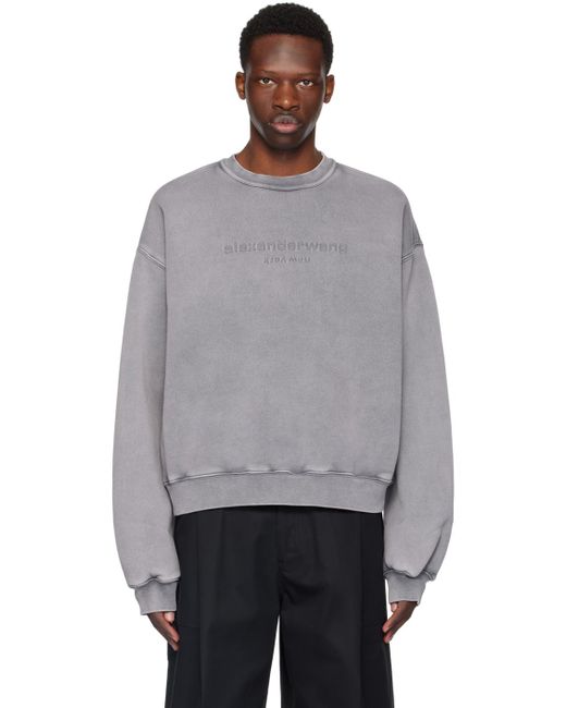 Pull molletonné gris à logo gaufré Alexander Wang pour homme en coloris Gray