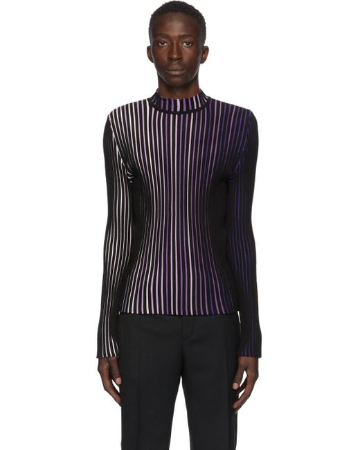 Paco Rabanne Black Purple Striped Turtleneck for Men Lyst