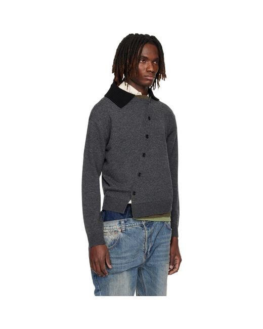 ANDERSSON BELL Black Layered Collar Cardigan for men